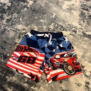 Toddler swim trunks hot wheels - Red, Blue, White